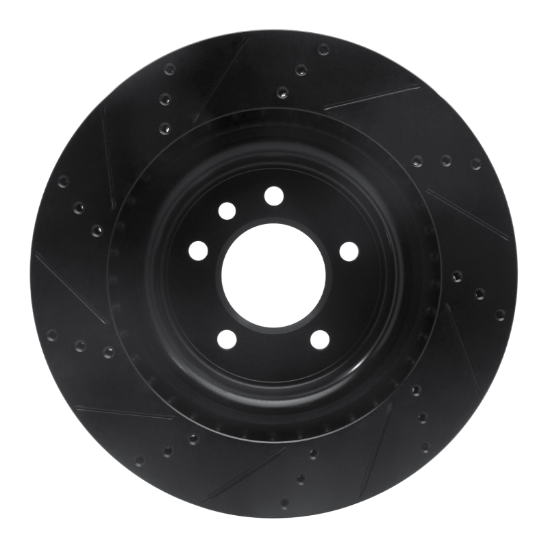 Land Rover Range Rover Sport Brake Rotor (1) - Rear Right - R1 Concepts - Drilled & Slotted - Black - `14-`24